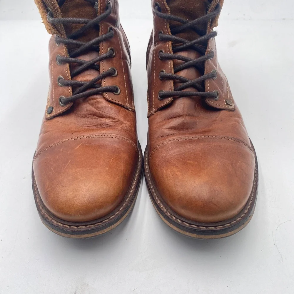 Original Style Kelden Boots Mens 8 Brown Leather‎ Hand Crafted Side Zip Cap Toe